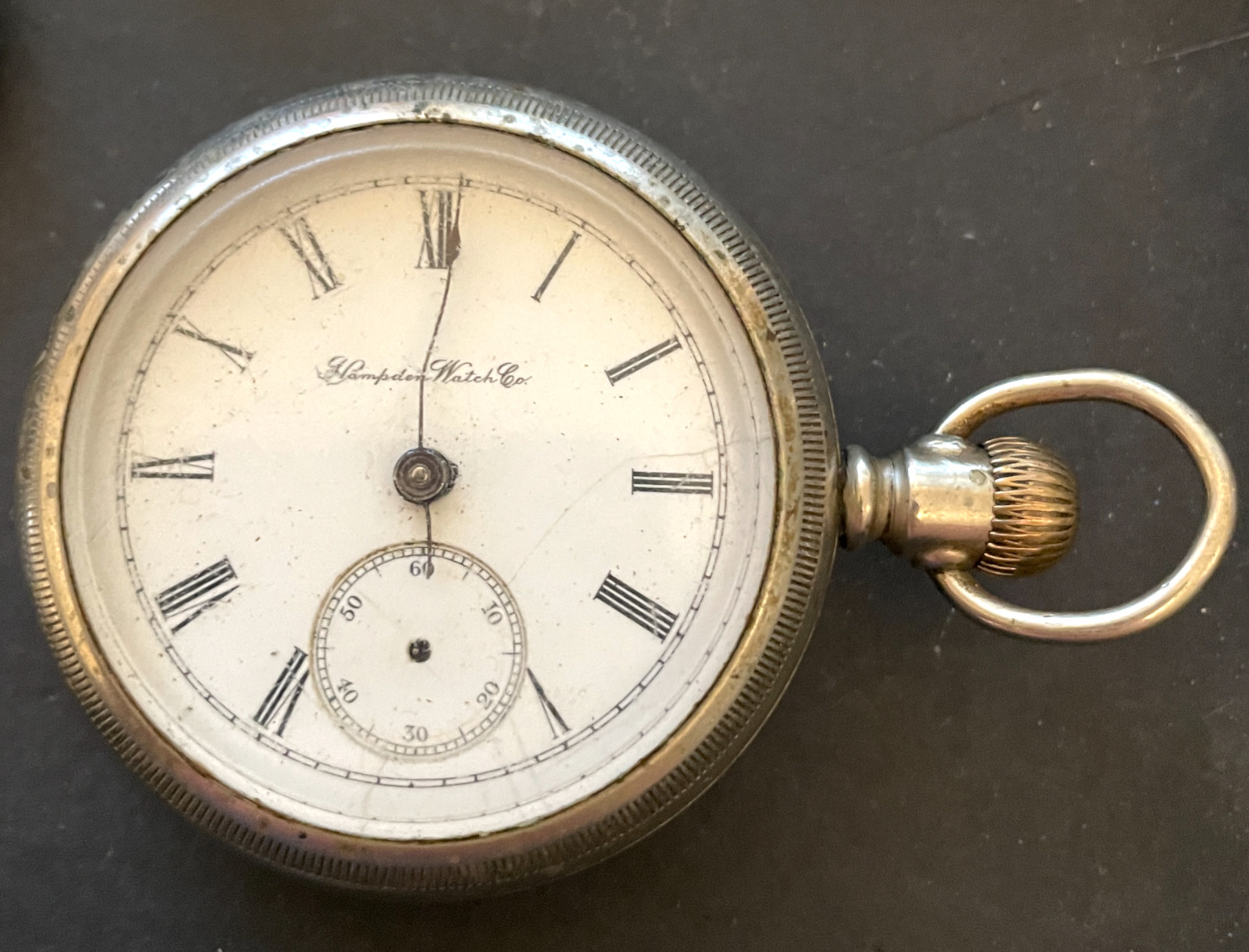 Antique 1898 Hampden Model 4 Pocket Watch Parts/Repair Ore Silver Case 18s 11j