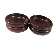 Set of 4 Wooden Bowls Dark Rich Brown Serving Dishes Charcuterie made in Haiti