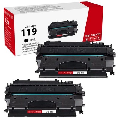 2 Pack 119 Black Toner Cartridges For Canon Laser Printers 2600 Pages