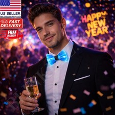 LED Fiber Optic Bowtie Light Up Glow Party Bow Tie USB Rechargeable 7 Color