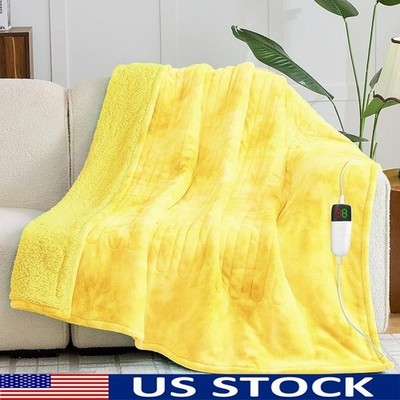 Cozy Electric Heating Blanket Soft Faux Fur Warm Throw Multi Use Blanket