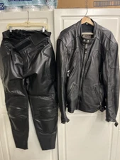 Xpert Men's XL Heavy Leather Motorcycle Jacket W/armor and Riding Pants
