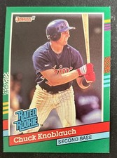 1991 Donruss Chuck Knoblauch Baseball Rated Rookie Card RC #421 Twins 2B VG O/C. rookie card picture