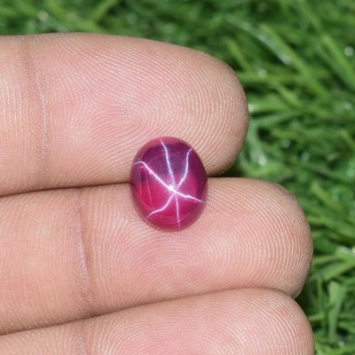 CERTIFIED 8.60 Ct Natural Red Star Ruby Cabochon Oval Cut Gemstone 6 Rays