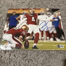 Beckett COA Jake Moody Signed 8x10 Photo San Francisco 49ers Kicker Autograph