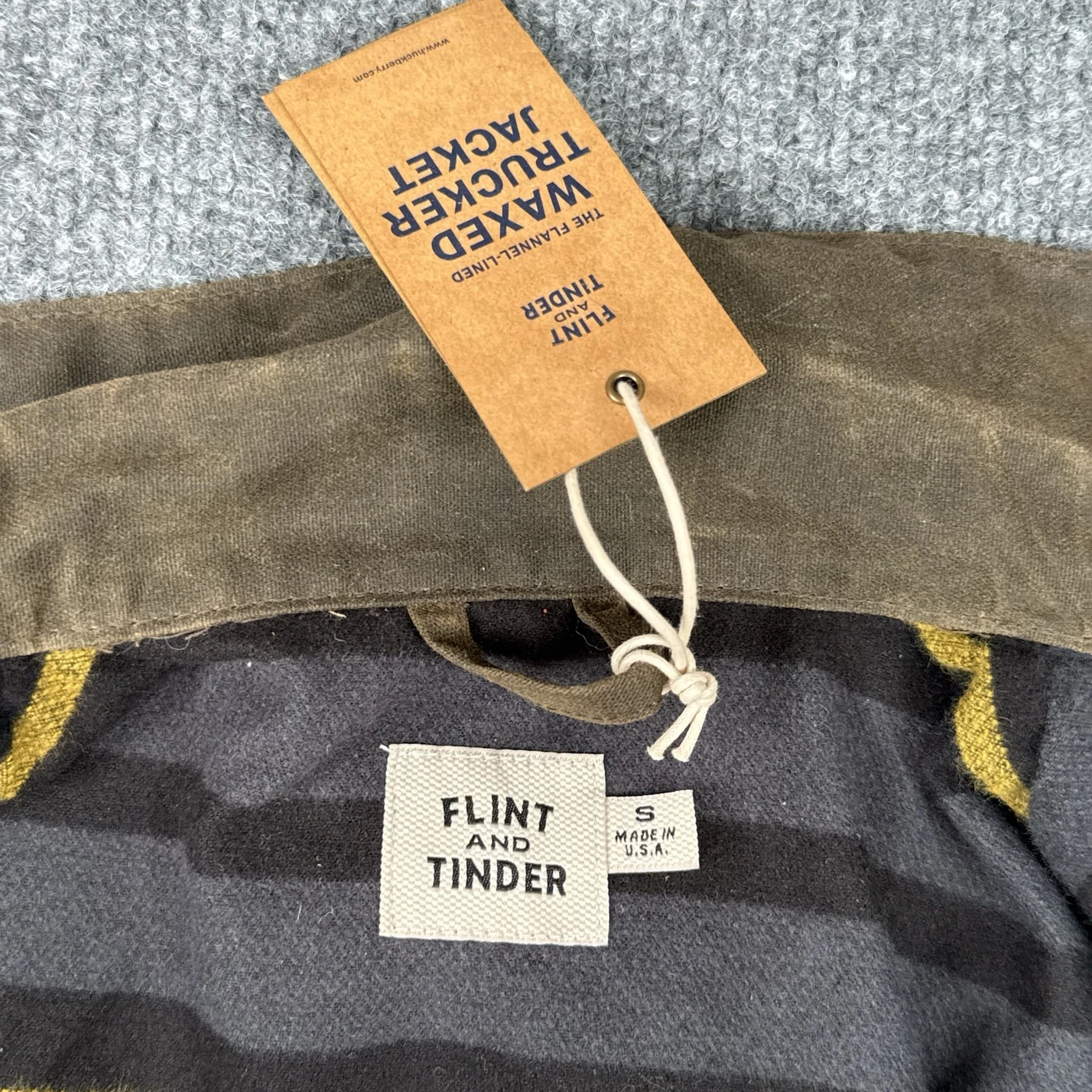 Flint and Tinder Waxed Trucker Jacket Olive Brown S USA NWT image 7