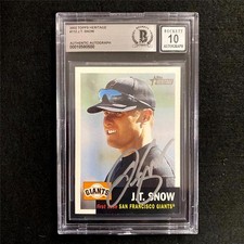 J.T. Snow signed 2002 Topps Heritage #112 Card SF Giants ~ Beckett BAS 10 Auto