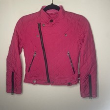 Polo Ralph Lauren Hot Pink Quilted Moto Jacket Girls M 10-12