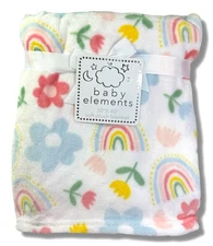 BLANKET PLUSH - BABY ELEMENTS GIRLS 253 - RAINBOW FLOWER - BABY TODDLER CRIB