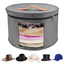 Large Hat Storage Box for Women  Men, 16" D x 10" H Hat Box Organizer  Foldab...