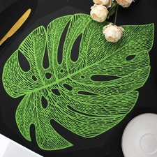 Placemats Set of 6, Hollowed-Out Leaf Place Mats for Dining Table Pressed Vin...