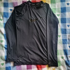 Nike Dry Fit Spf40 Long Sleeve Black Swim Top Youth Size S