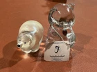 Orient and Flume Art Glass BearPaperweight and Fenton Art Glass Bear Paperweight