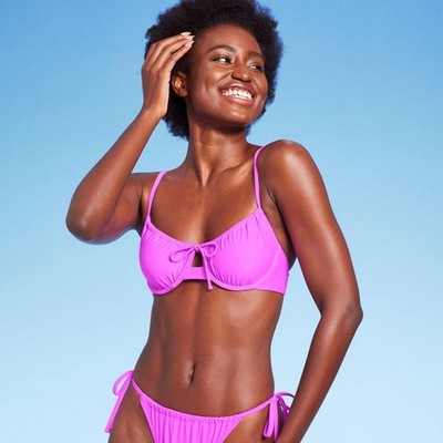 Wild Fable Shirred Underwire Bikini Top  Orchid Purple Size XXS - m15
