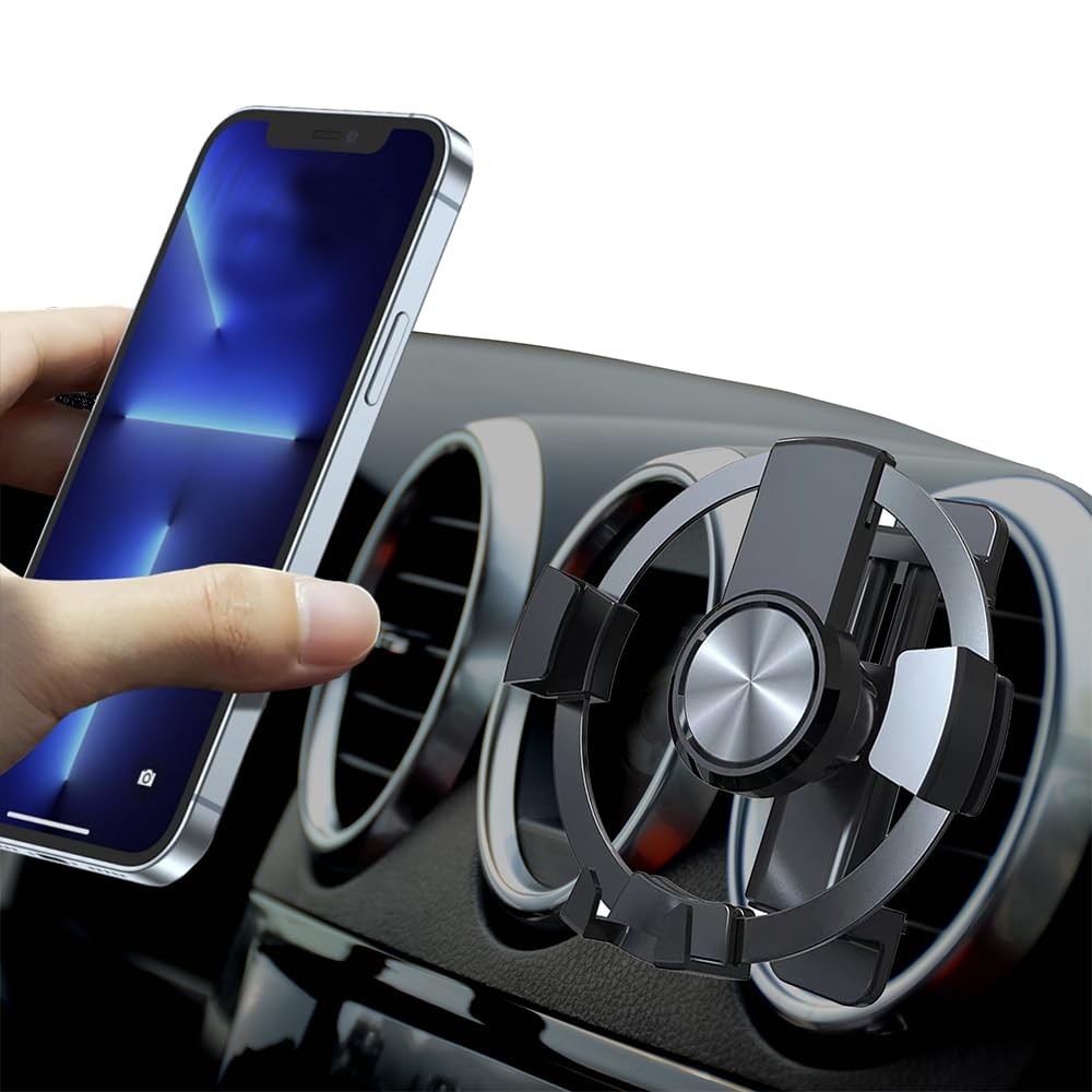 Car Phone Holder for Round Air Vent, Universal Circular Vent Mobile black