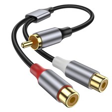 RCA Splitter 1 Male to 2 Female Audio Cable, 24K Gold Plated Plug, RCA Y Splitte