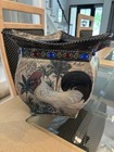 Rooster Hen Metal Planter Rustic Farm Cottage 9 x 8 Star Shaped Bead Decorated — photo 3