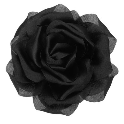 4'' Seiden-Satin-Blumenbrosche große Pfingstrose für Lapel Pin Schwarz