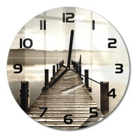 Runde Glas-Wanduhr Aus Glas Runde Wanduhr Holzsteg Schwarze Zeiger Fi30 Cm
