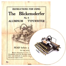 Blickensderfer Featherweight Typewriter Instruction Manual Antique Vtg User No.6