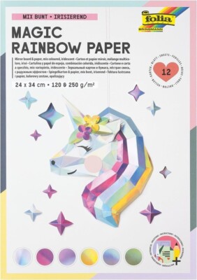 Folia Magic Rainbow 12 Blatt irisierendes Bastelpapier 24 x 34 cm, 120 & 250 g/m