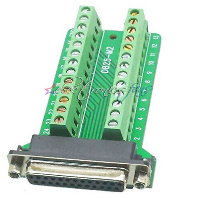 DB25 Female 25Pin Plug Breakout PCB Board Terminals D-SUB Steckverbinder