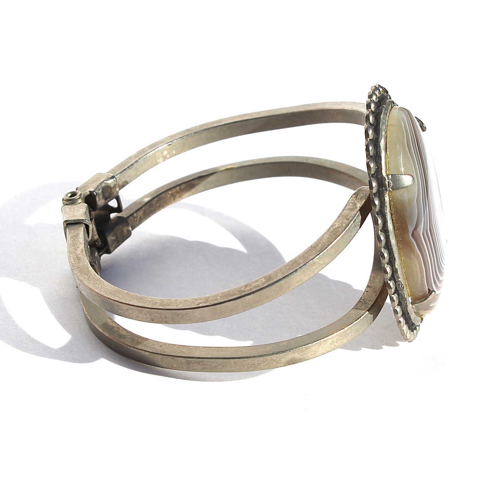 Vintage Botswana Agate Statement Cuff Bracelet Si… - image 3