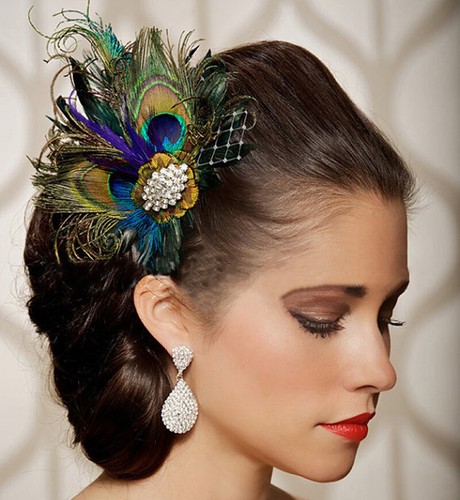 Vintage Headpiece Royal Blue Peacock 