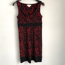 MICHAEL Michael Kors Drape Neck Sleeveless Dress Size M Red Black Stretch Knit