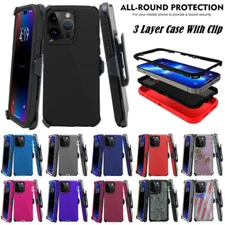 For iPhone 16e 16 Plus 16 Pro Max Shockproof Heavy Duty Defender Case Belt Clip