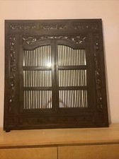 Miroir fenêtre oriental en bois style Moucharabieh 120x130cm coloris Ébène