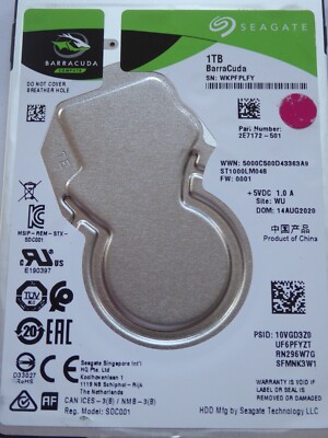 Seagate ST1000LM048 SN: WKP PN: 2E7172-501 FW: 0001 WU JUN - AUG 2020 1TB