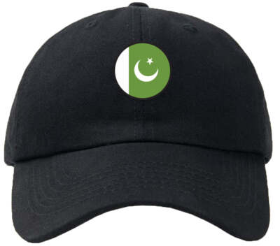 Pakistan Flag Circle Black Baseball Cap Personalization Available