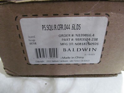 NEW Baldwin PS.SQU.R.CFR.044 Square Passage Door Lever Set