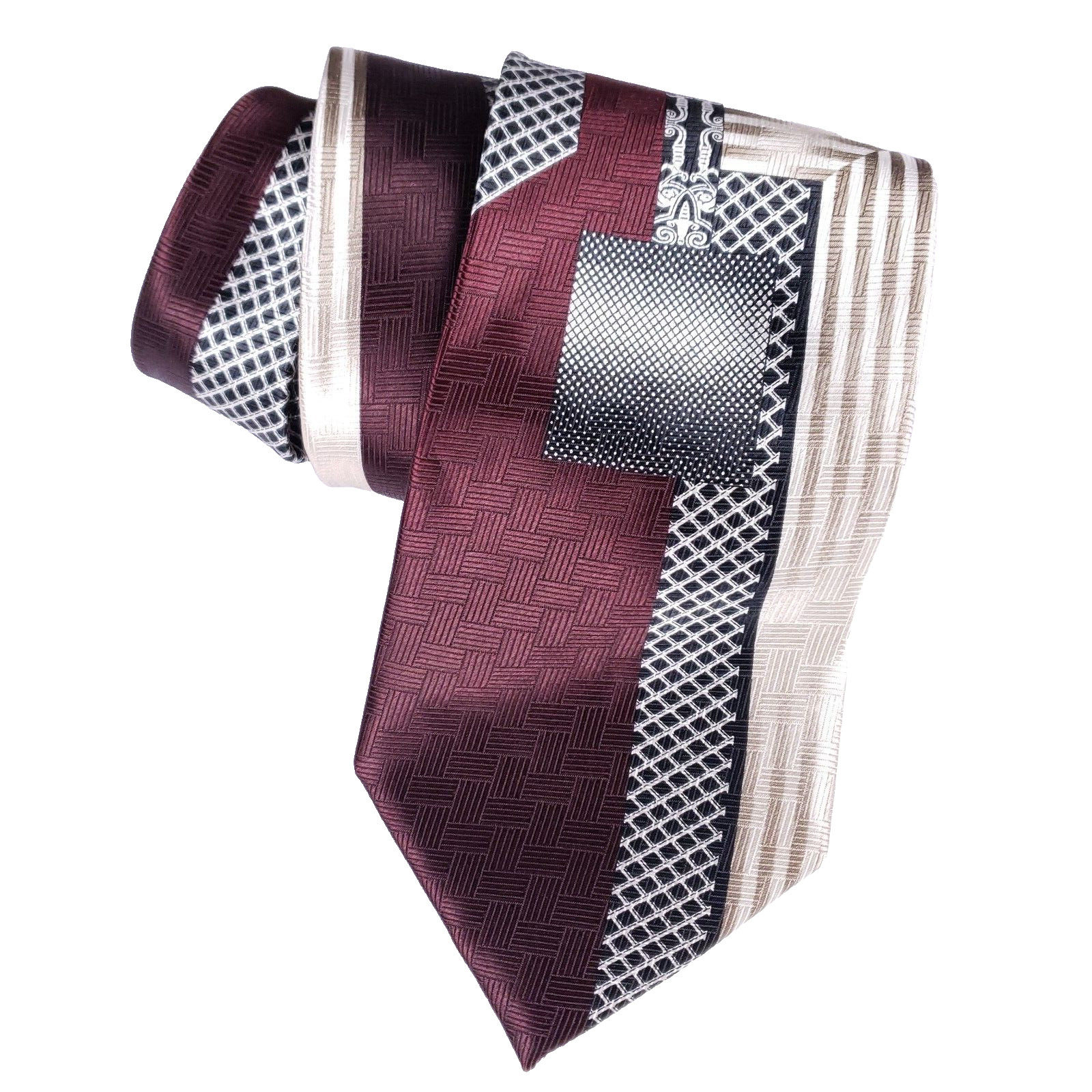 Gianno Geometric Patchwork Tie Multicolor Silk Lo… - image 1