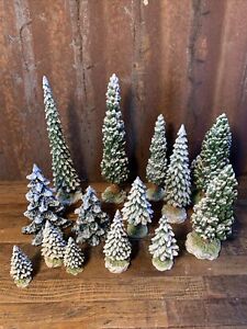 Dept 56 Snow Covered Pine Tree Lot Of 14 Christmas Village ...