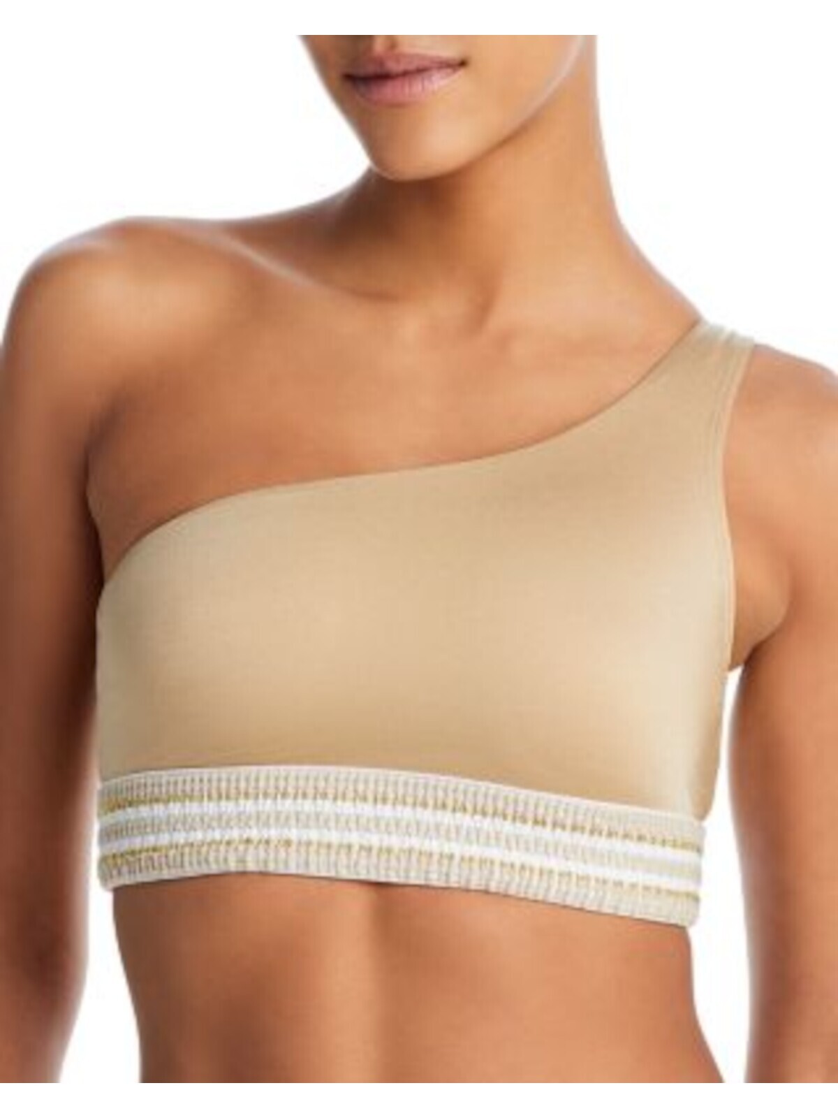 PEIXOTO Женский топ-купальник Zoni на одно плечо с золотой вышивкой и металлическим узором XL