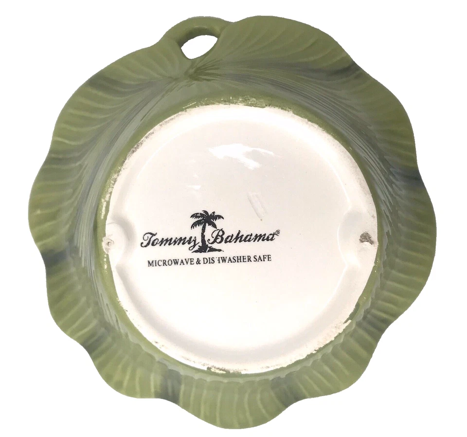 Tommy Bahama Gingko Hoja Hojas Verdes Plato Cuenco Cerámica 2 Piezas *Leer* Foto 2 de 4