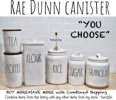 Rae Dunn Canister COFFEE SUGAR TEA FLOUR COCOA PANCAKE MIX "YOU CHOOSE"NEW'20'21