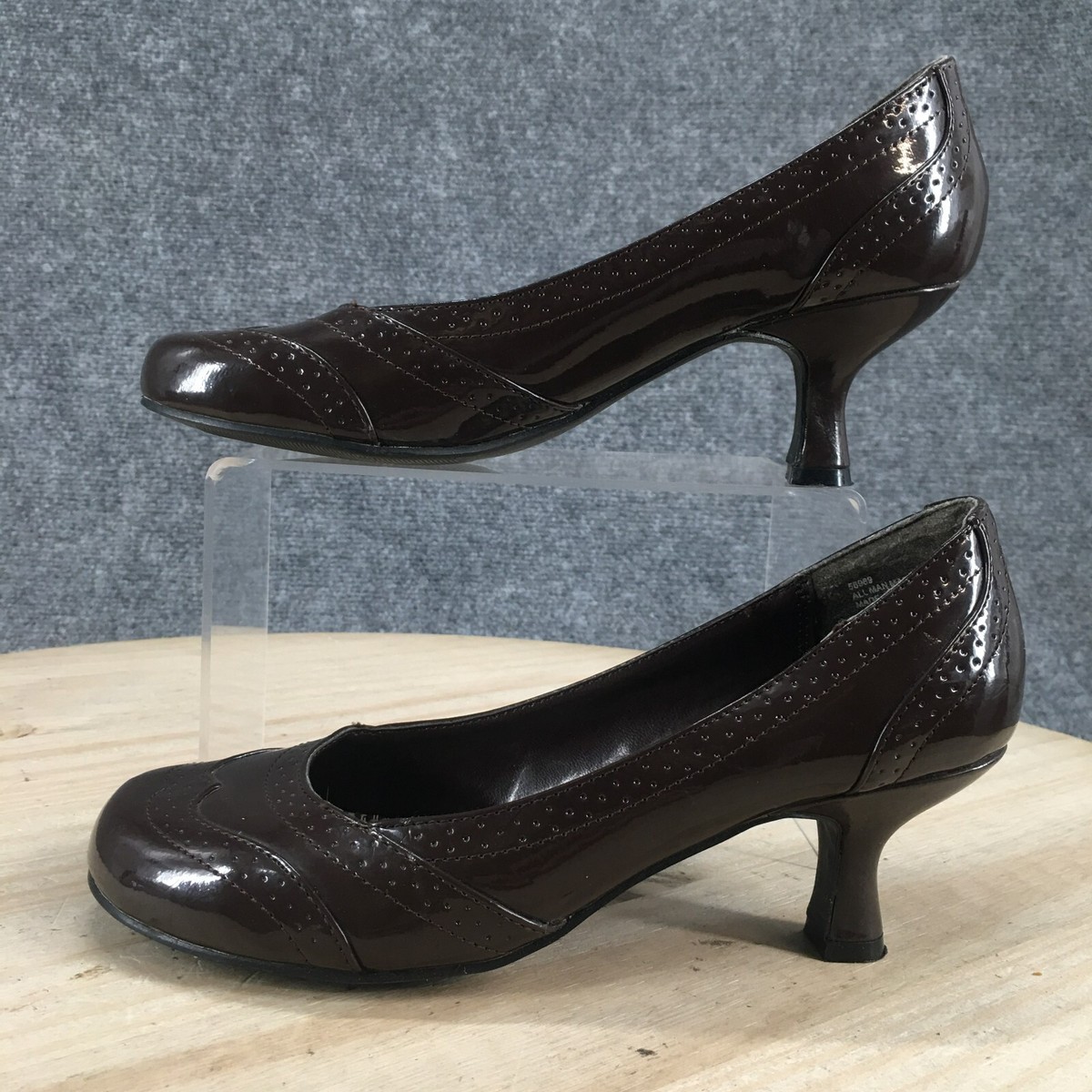 Ｊ Maurices Shoes Womens 6.5 Slip On Pumps Brown Faux Leather Heeled
