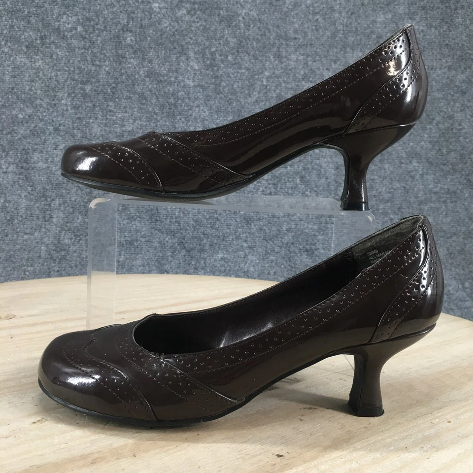 Maurices Shoes Womens 6.5 Slip On Pumps Brown Faux Leather Heeled Casual Round - Image 2 of 4