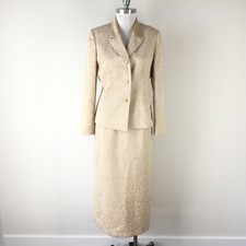 Le Suit 6 Gold Beige Embossed jacquard Formal Suit mother Bride Satin long