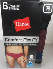 Hanes Men's 6 Tag Less Comfort Flex Fit Cotton Bikinis Size 3X - New  70 