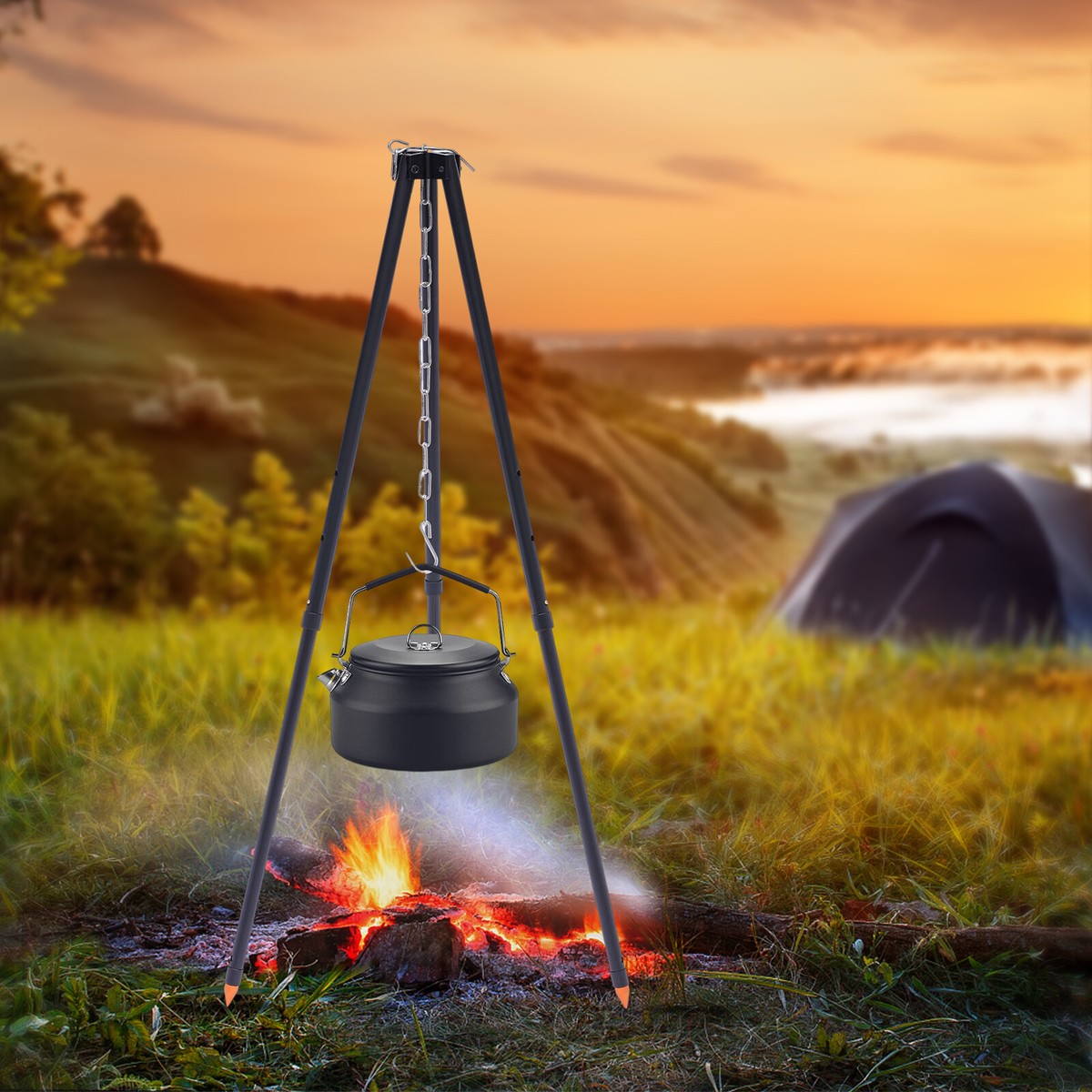 Camping Tripod Campfire Cooking Dutch Oven Tripod Mini Adjustable Grill  Tripod Cooker Campfire Grill Stand Tripod Grilling Set - AliExpress