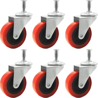 6-Piece 2'' Swivel Caster Wheels for Creeper, Cart, Stool - Post Mount, BZC2P