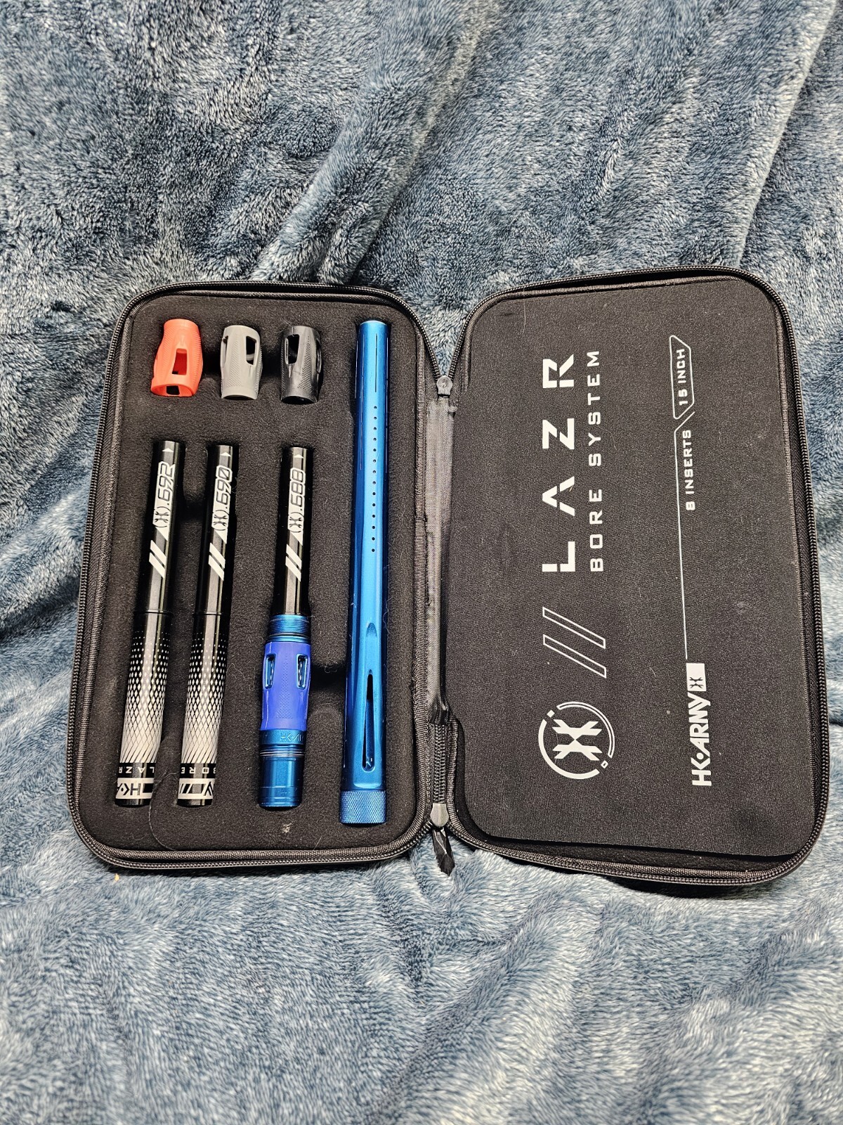 HK Army LAZR Paintball Barrel Kit Dust Blue  w  Black Inserts - Autococker