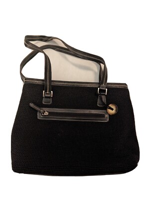 THE SAK Black Woven Crochet Purse Shoulder Bag