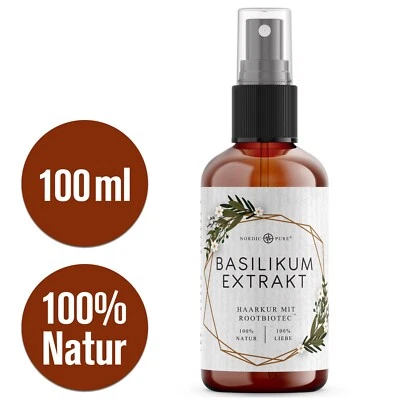 NORDIC PURE Basilikum Extrakt Haarkur (100ml). Kann Haarausfall vorbeugen, 100% natürlich.