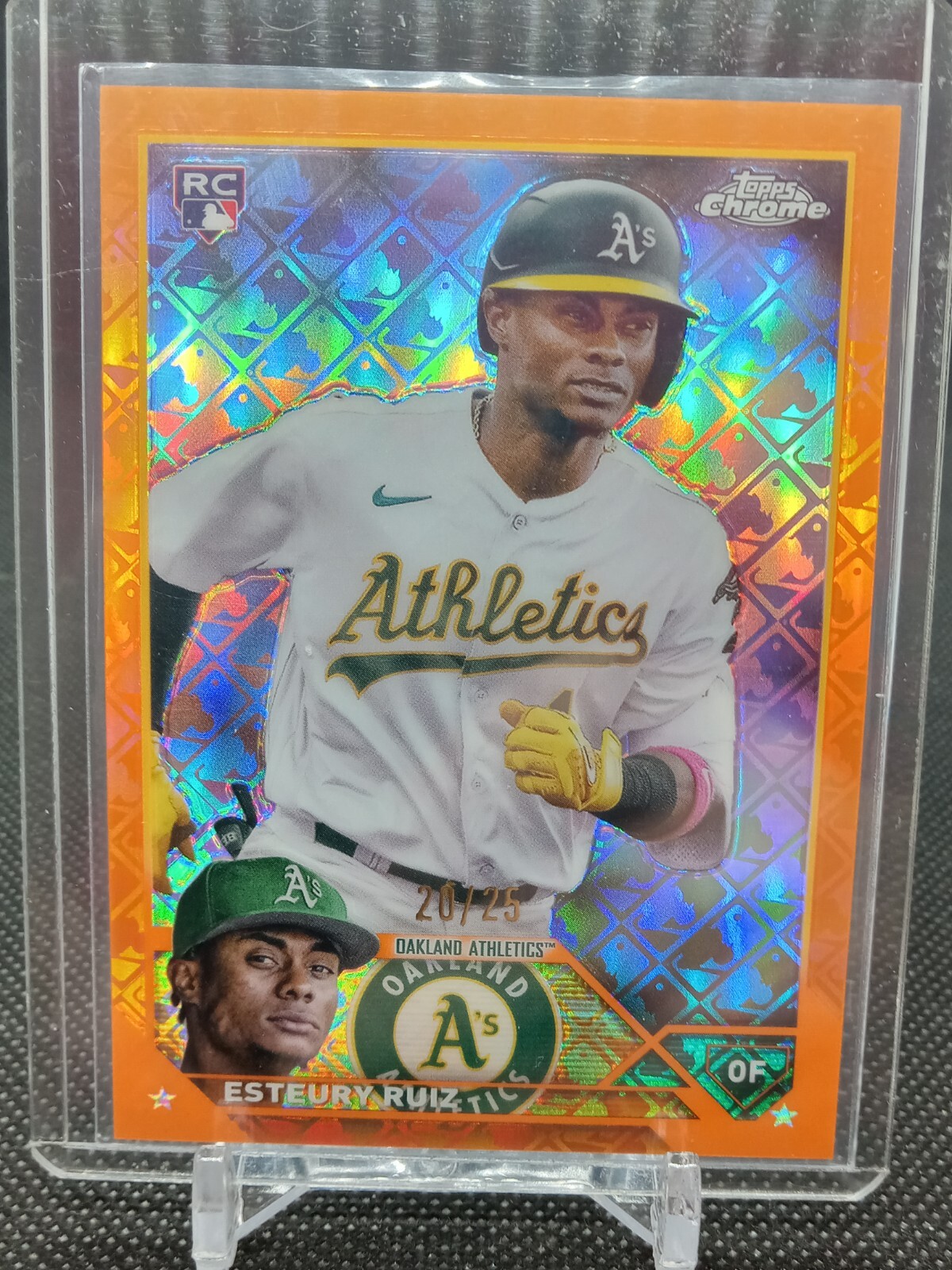 Esteury Ruiz 2023 Topps Chrome Logofractor Orange Refractor #d 20/25 ATHLETICS 