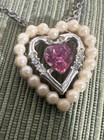 Vtg Avon Dear Heart Silver Tone Faux Pearl &PinkRhinestone Pendant Necklace 19” — photo 4